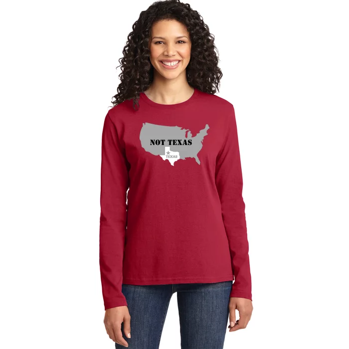 Texas Not Texas With America Map Ladies Long Sleeve Shirt