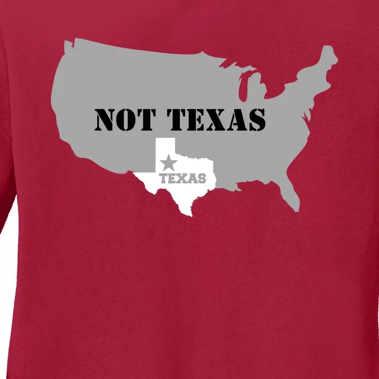 Texas Not Texas With America Map Ladies Long Sleeve Shirt