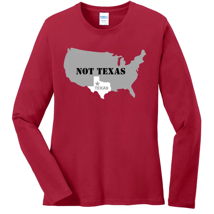 Texas Not Texas With America Map Ladies Long Sleeve Shirt