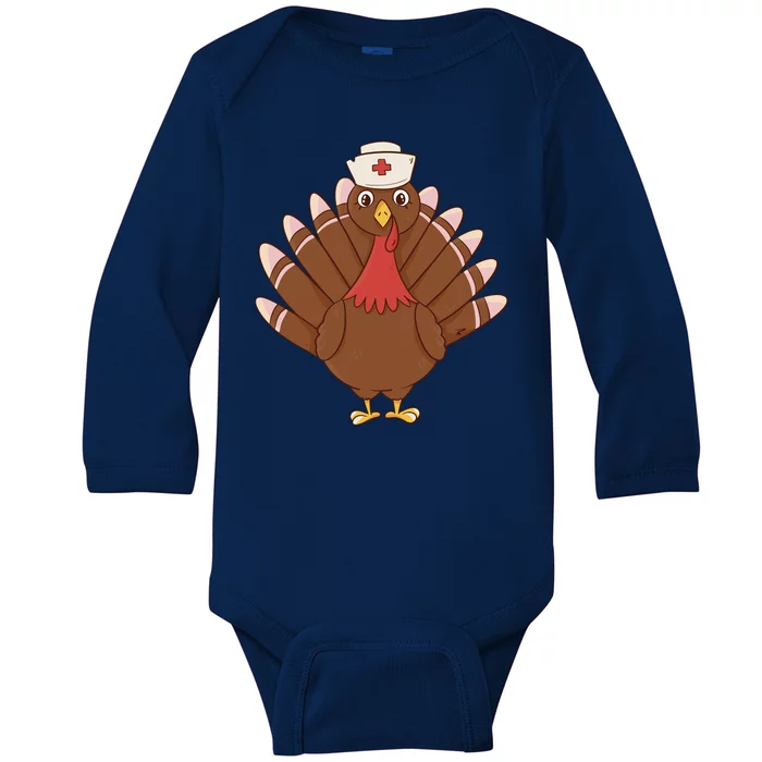 Turkey Nurse Thanksgiving Baby Long Sleeve Bodysuit