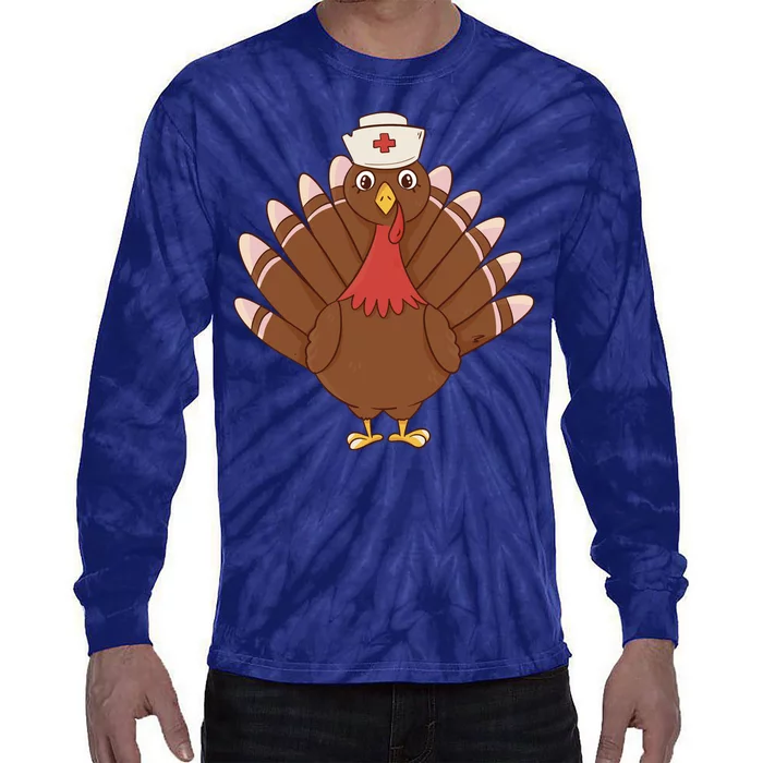 Turkey Nurse Thanksgiving Tie-Dye Long Sleeve Shirt