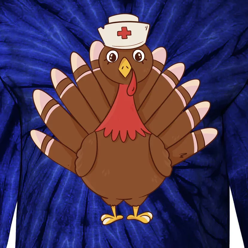 Turkey Nurse Thanksgiving Tie-Dye Long Sleeve Shirt