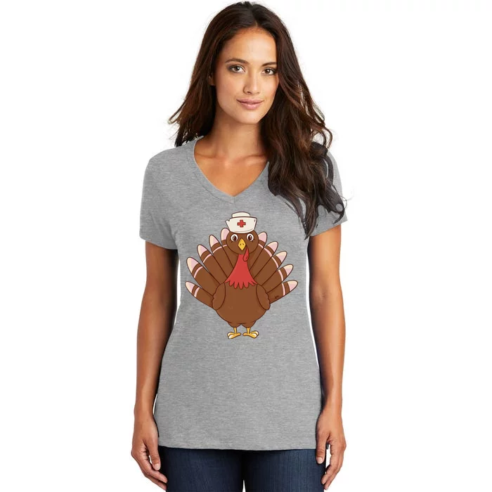 Turkey Nurse Thanksgiving Women's V-Neck T-Shirt