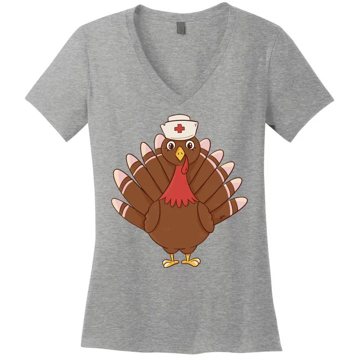 Turkey Nurse Thanksgiving Women's V-Neck T-Shirt