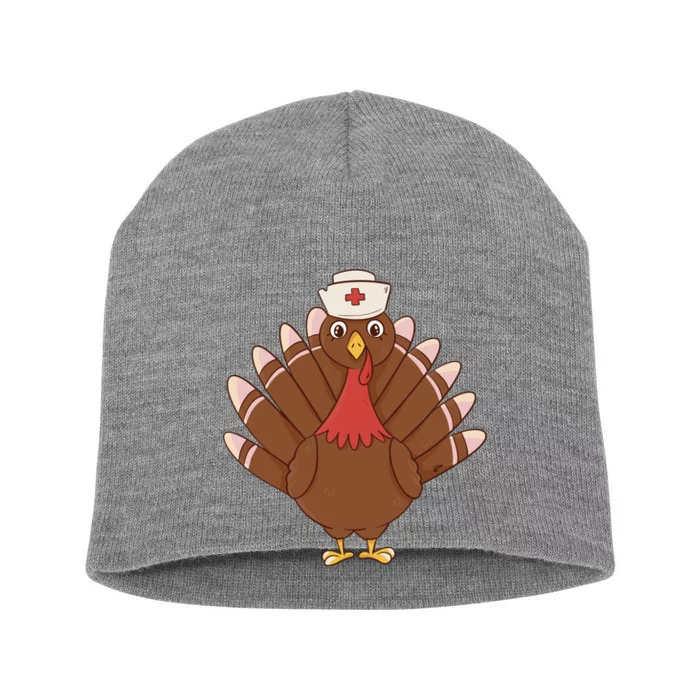 Turkey Nurse Thanksgiving Short Acrylic Beanie