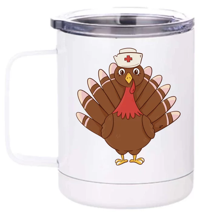 Turkey Nurse Thanksgiving Front & Back 12oz Stainless Steel Tumbler Cup