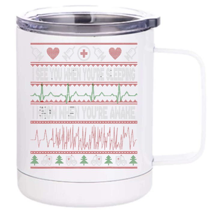 Tachy Nurse Ugly Christmas Sweater Doctor Medical Front & Back 12oz Stainless Steel Tumbler Cup