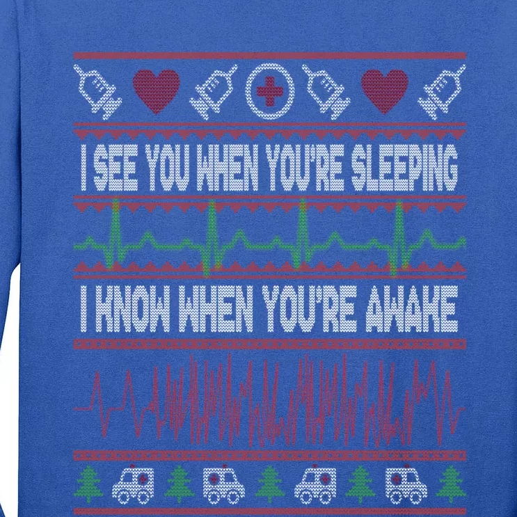 Tachy Nurse Ugly Christmas Doctor Medical Gift Tall Long Sleeve T-Shirt