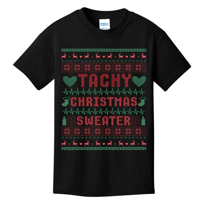 Tachy Nurse Ugly Christmas Sweater Medical Cardiac Icu Xmas Kids T-Shirt