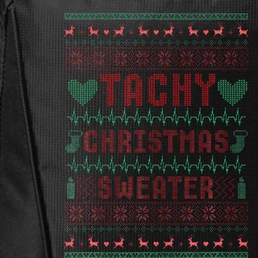 Tachy Nurse Ugly Christmas Sweater Medical Cardiac Icu Xmas City Backpack