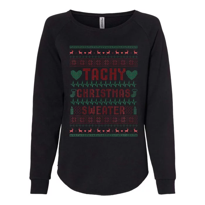 Tachy Nurse Ugly Christmas Sweater Medical Cardiac Icu Xmas Womens California Wash Sweatshirt