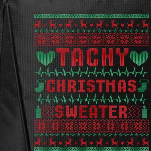 Tachy Nurse Ugly Christmas Sweater Medical Cardiac Icu Xmas Gift City Backpack