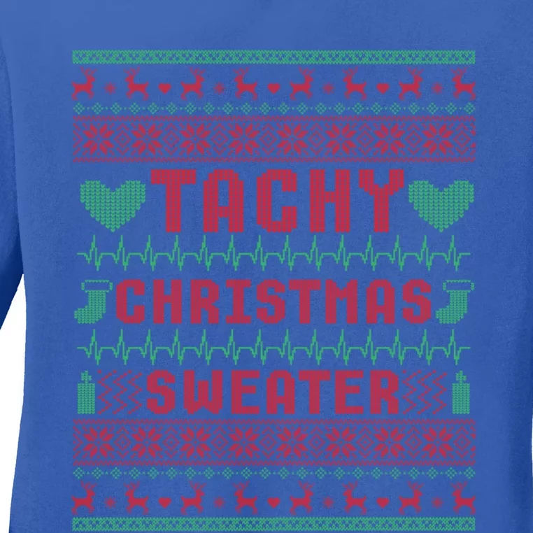 Tachy Nurse Ugly Christmas Sweater Medical Cardiac Icu Xmas Gift Ladies Long Sleeve Shirt