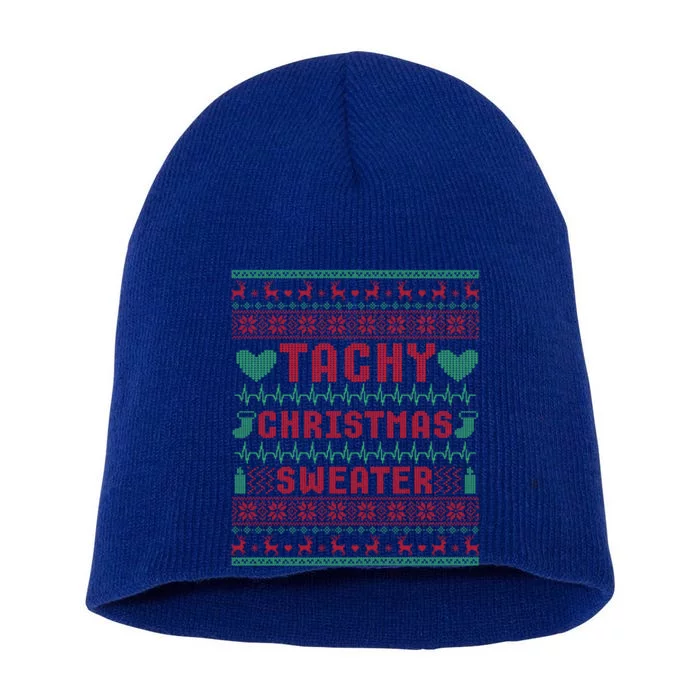 Tachy Nurse Ugly Christmas Sweater Medical Cardiac Icu Xmas Gift Short Acrylic Beanie