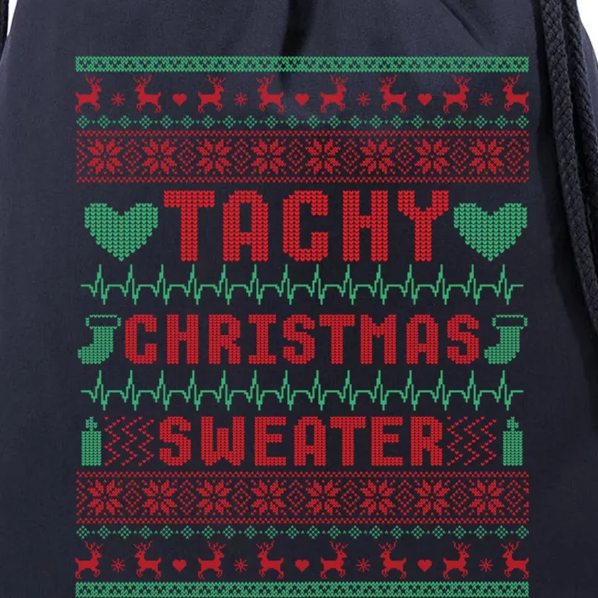 Tachy Nurse Ugly Christmas Sweater Medical Cardiac Icu Xmas Gift Drawstring Bag