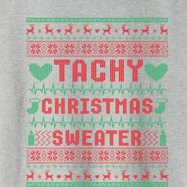 Tachy Nurse Ugly Christmas Sweater Medical Cardiac Icu Xmas Gift Women's Crop Top Tee