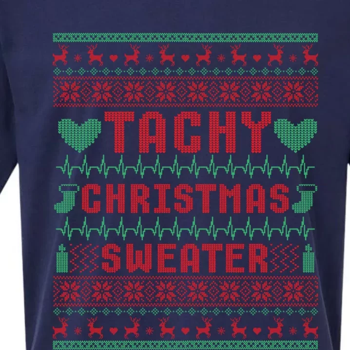 Tachy Nurse Ugly Christmas Sweater Medical Cardiac Icu Xmas Gift Sueded Cloud Jersey T-Shirt