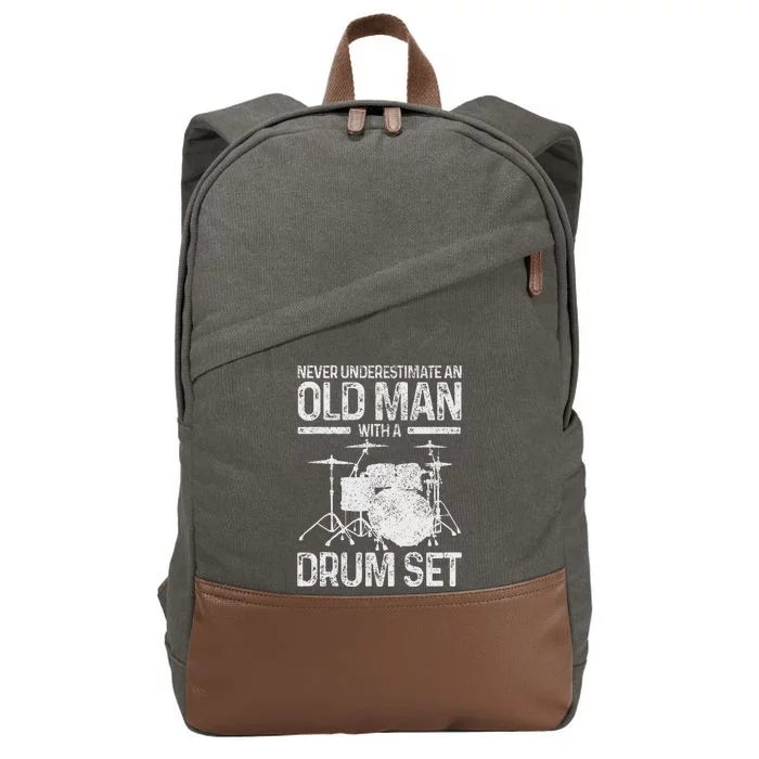 T Never Underestimate An Old Man With A Drum Set Cotton Canvas Backpack