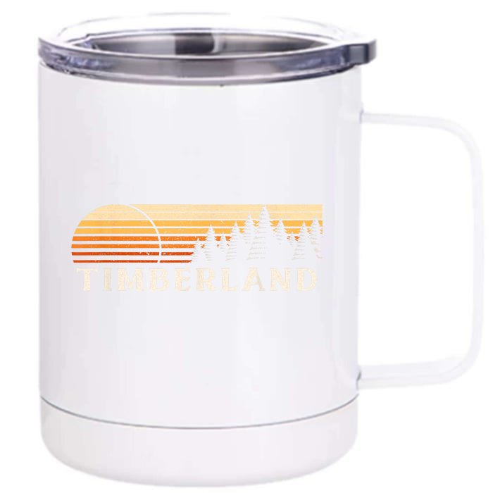 Timberland Nc Vintage Evergreen Sunset Eighties Retro Front & Back 12oz Stainless Steel Tumbler Cup