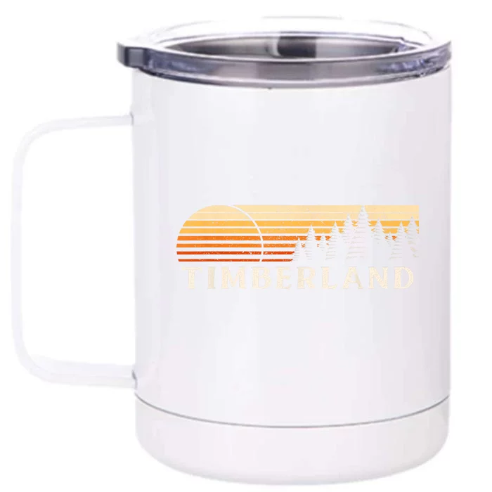 Timberland Nc Vintage Evergreen Sunset Eighties Retro Front & Back 12oz Stainless Steel Tumbler Cup