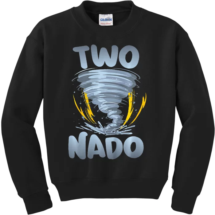 Two Nado Warning 2nd Birthday Tornado Themed Birthday Kids Sweatshirt