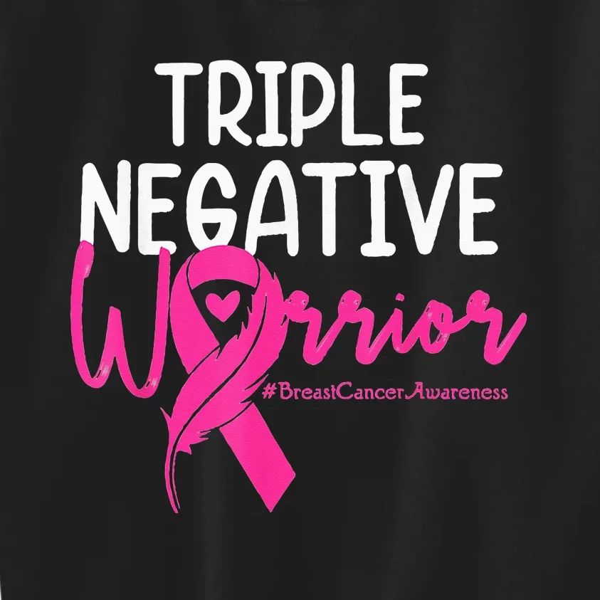 Triple Negative Warrior Pink Ribbon Breast Cancer Awareness Kids Sweatshirt