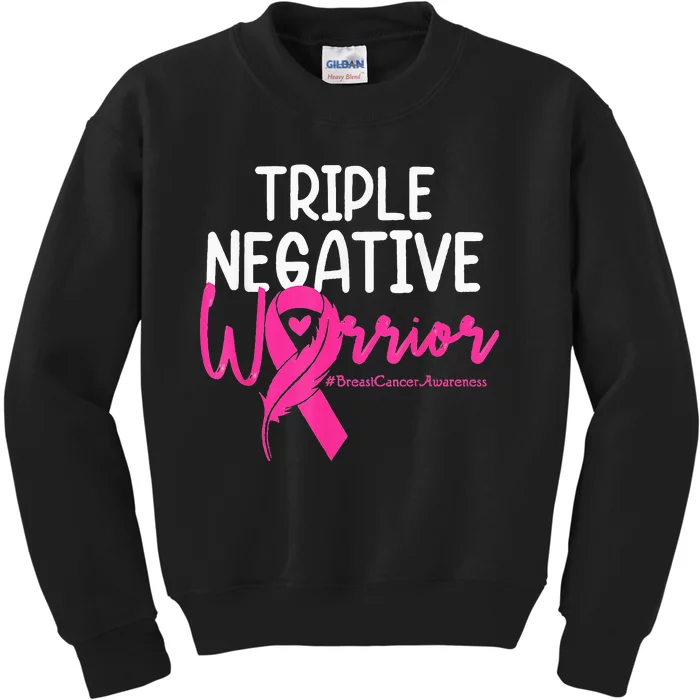 Triple Negative Warrior Pink Ribbon Breast Cancer Awareness Kids Sweatshirt