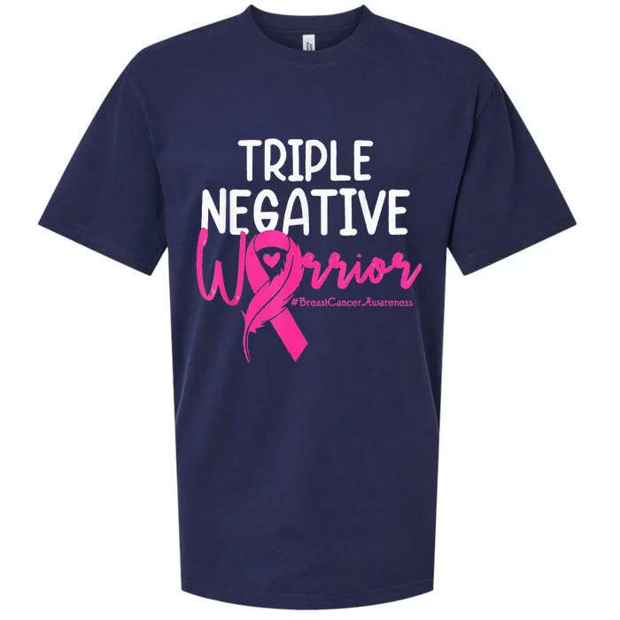 Triple Negative Warrior Pink Ribbon Breast Cancer Awareness Sueded Cloud Jersey T-Shirt