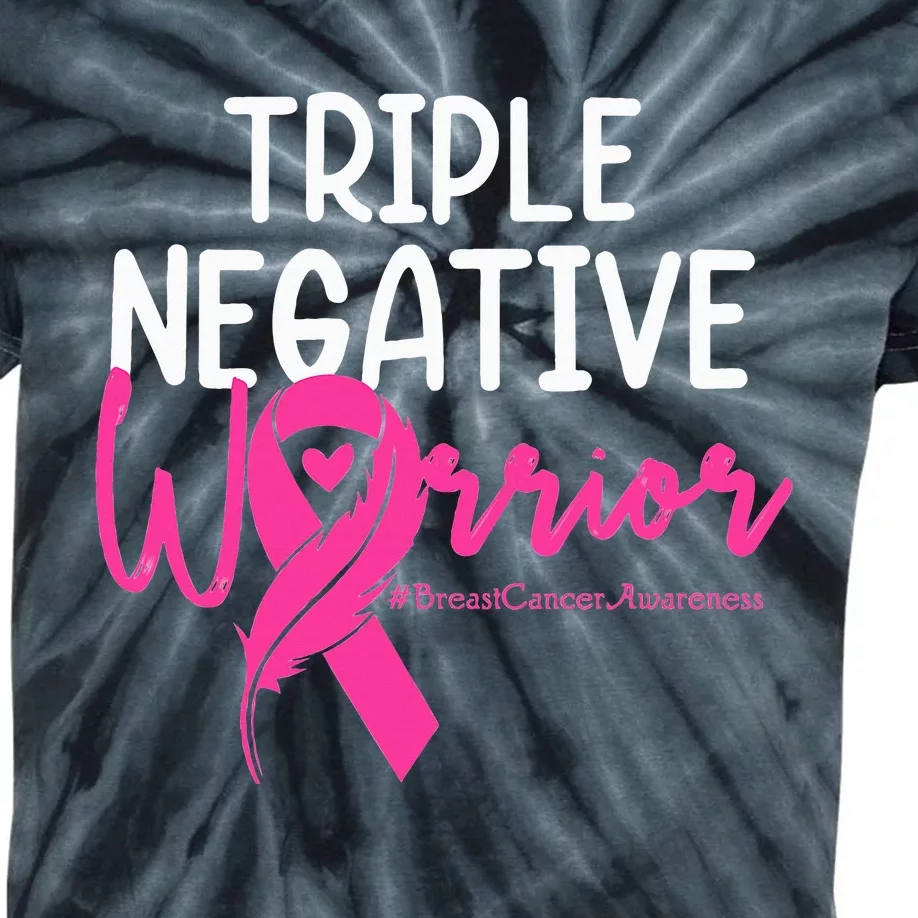 Triple Negative Warrior Pink Ribbon Breast Cancer Awareness Kids Tie-Dye T-Shirt