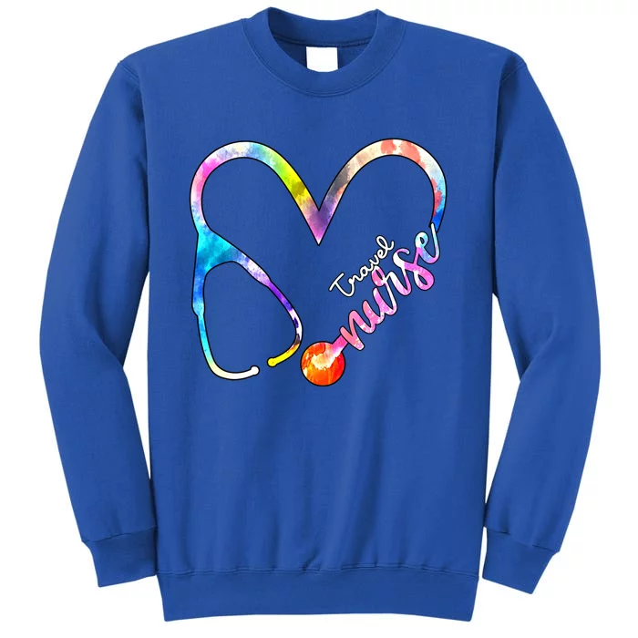 Travel Nurse Watercol Love Heart Stethoscope Rn Nurse Mom Gift Tall Sweatshirt