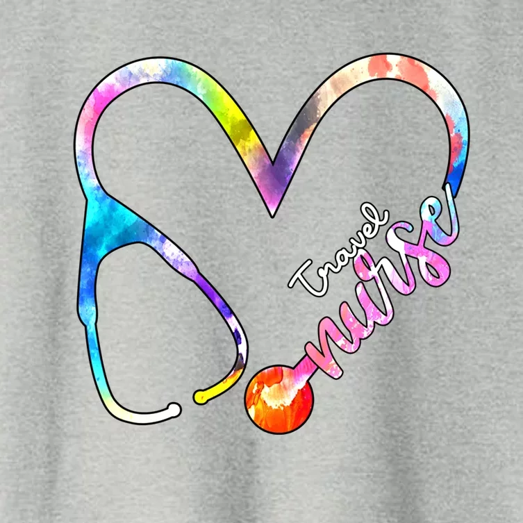 Travel Nurse Watercol Love Heart Stethoscope Rn Nurse Mom Gift Women's Crop Top Tee