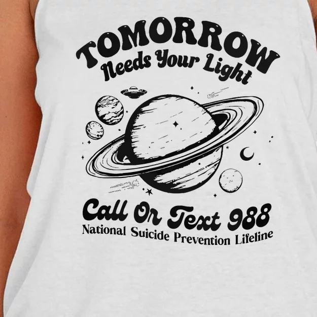 Tomorrow Needs Your Light 988 Suicide Prevention Women's Knotted Racerback Tank