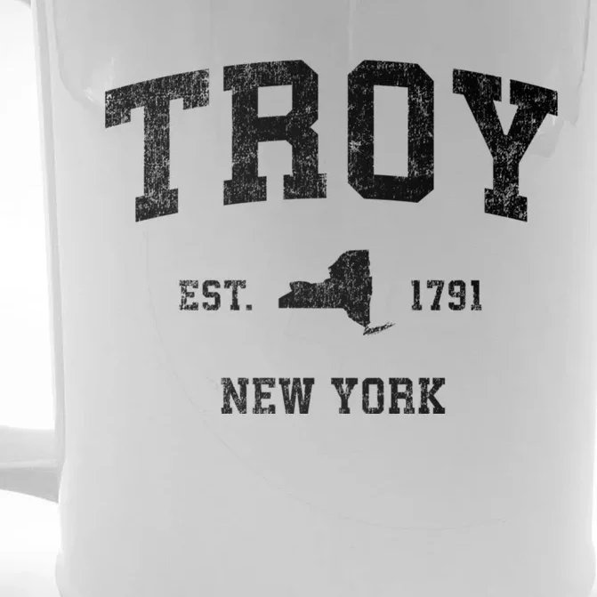 Troy New York Ny Vintage Established Sports Design Front & Back Beer Stein