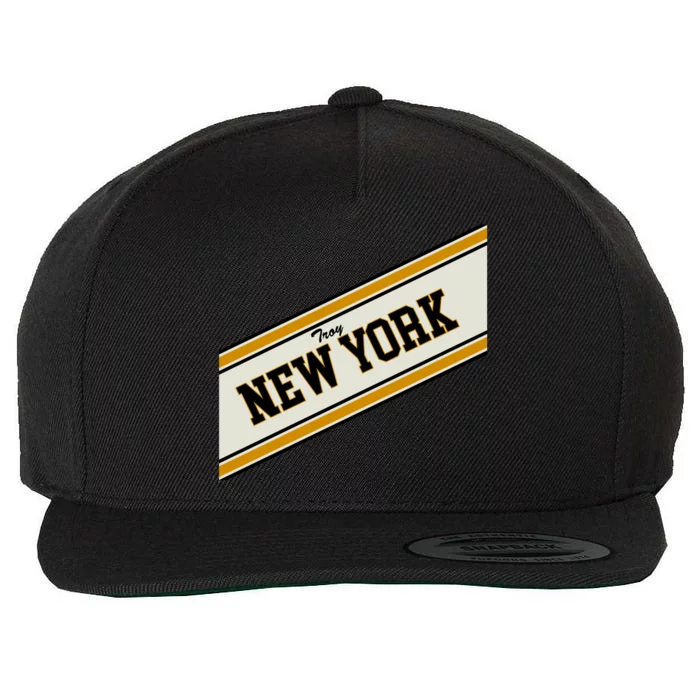 Troy New York Varsity Logo Wool Snapback Cap