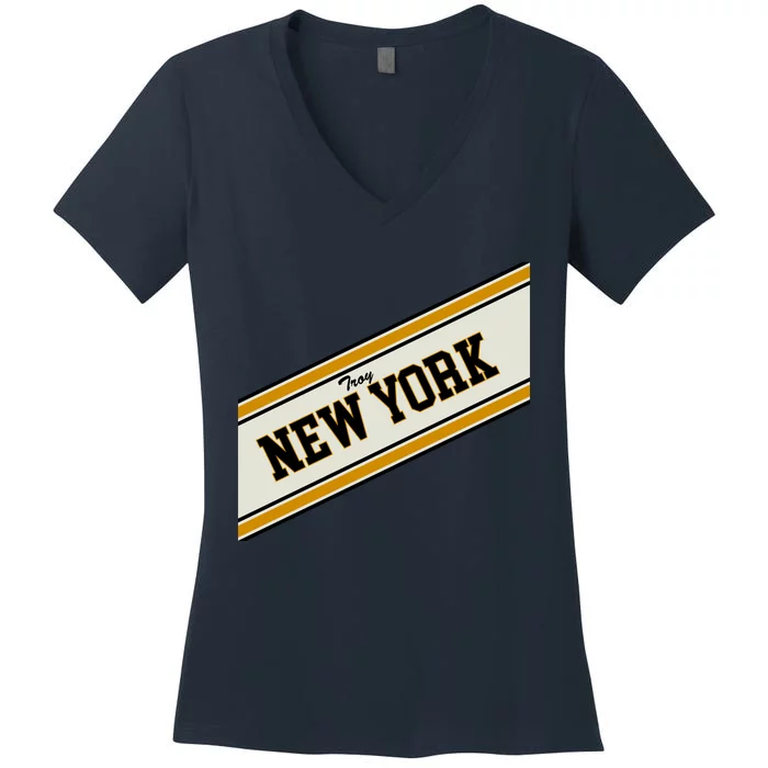 Troy New York Varsity Logo Women's V-Neck T-Shirt