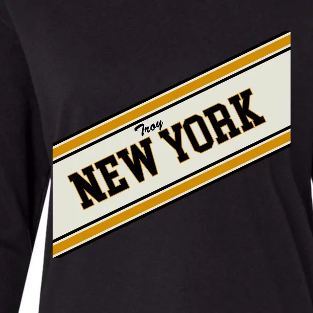 Troy New York Varsity Logo Womens Cotton Relaxed Long Sleeve T-Shirt