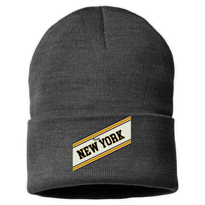 Troy New York Varsity Logo Sustainable Knit Beanie