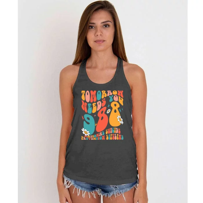 Tomorrow Needs You 988 National Suicide Prevention Lifeline Women's Knotted Racerback Tank