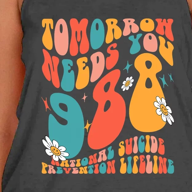 Tomorrow Needs You 988 National Suicide Prevention Lifeline Women's Knotted Racerback Tank