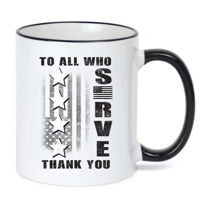 To All Who Served Thank You Black Color Changing Mug