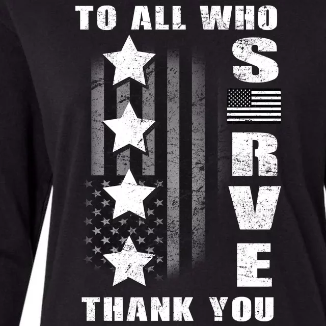 To All Who Served Thank You Womens Cotton Relaxed Long Sleeve T-Shirt