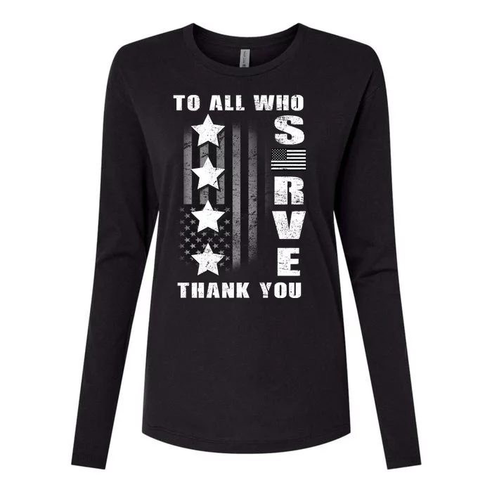 To All Who Served Thank You Womens Cotton Relaxed Long Sleeve T-Shirt