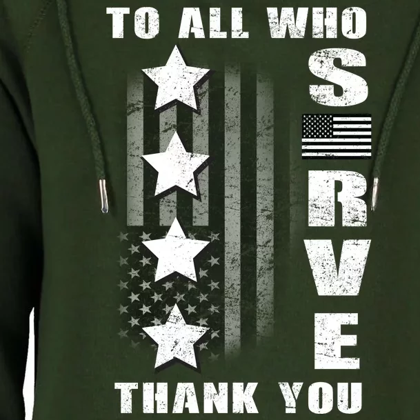 To All Who Served Thank You Womens Funnel Neck Pullover Hood