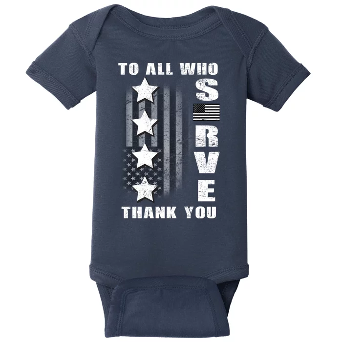 To All Who Served Thank You Baby Bodysuit