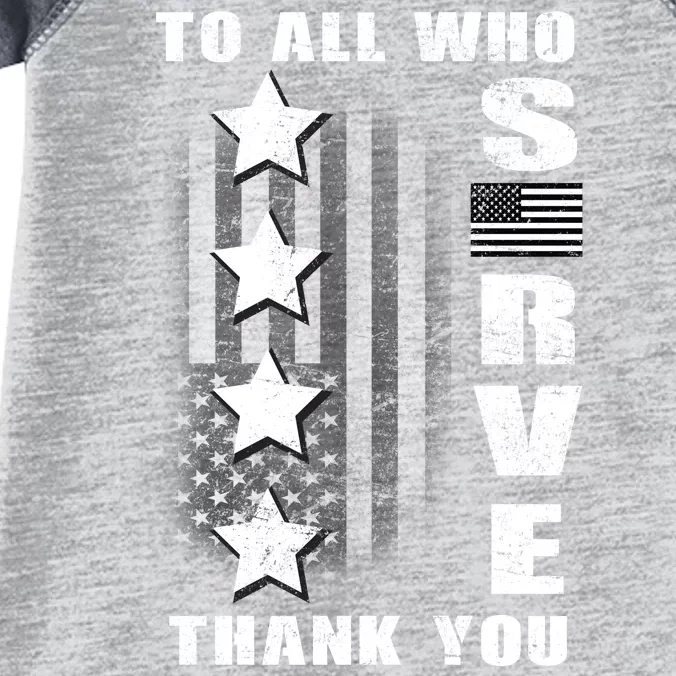 To All Who Served Thank You Infant Baby Jersey Bodysuit