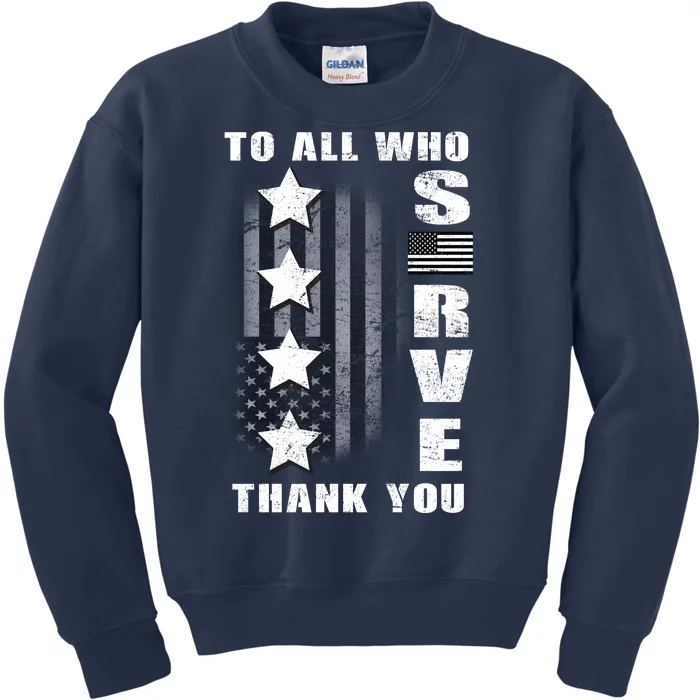 To All Who Served Thank You Kids Sweatshirt