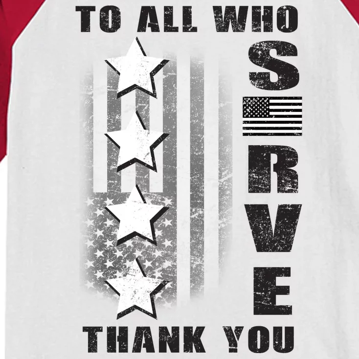 To All Who Served Thank You Kids Colorblock Raglan Jersey