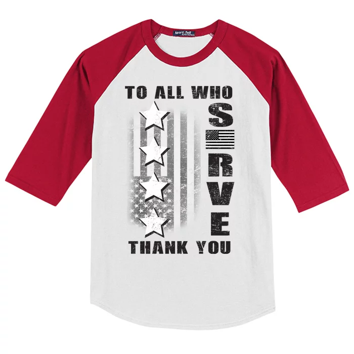 To All Who Served Thank You Kids Colorblock Raglan Jersey