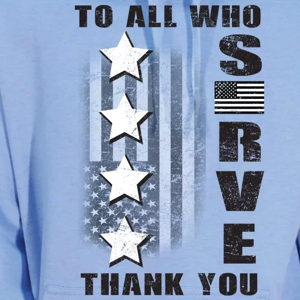 To All Who Served Thank You Unisex Surf Hoodie