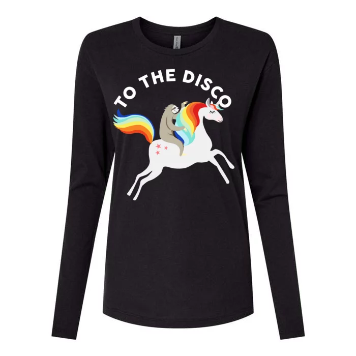 To The Disco Funny Sloth Unicorn Womens Cotton Relaxed Long Sleeve T-Shirt